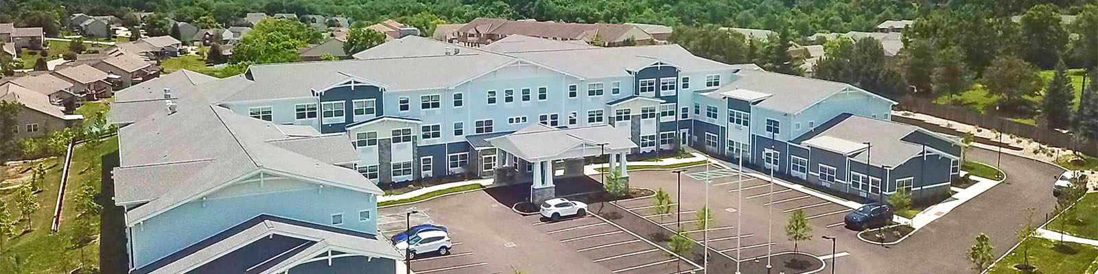 Aerial view of the Traditions at North Bend senior community